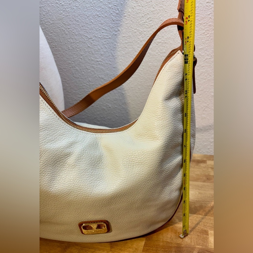 Valentina Italian Leather Hobo Bag Cream & Tan Shoulder Purse - Picture 13 of 13